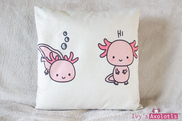 NEW! Hi There! Cute Axolotl Cushion Cover